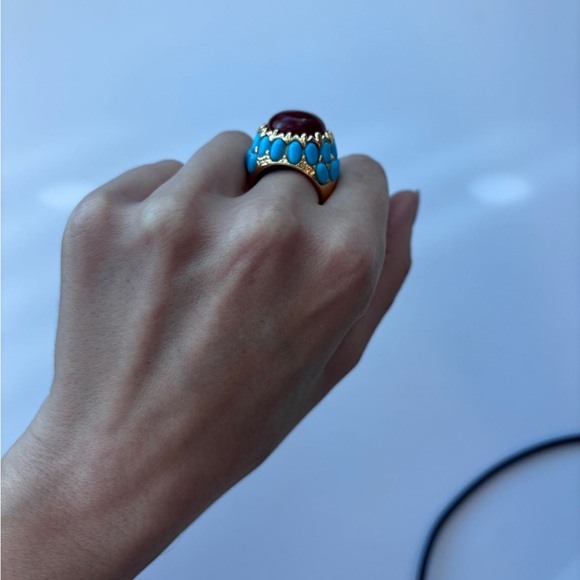 statement  Crystal  Turquoise ring - Picture 12 of 12